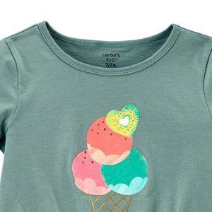 Carter's Little & Big Girls Round Neck Short Sleeve Graphic T-Shirt Green Size 4